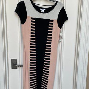 Dress;  Bar III;  Pink and black geometric design;  small